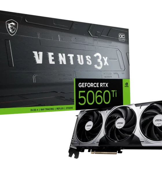 Placa video MSI VENTUS GeForce RTX 5060 TI 16G 3X OC. processor family NVIDIA, processor GeForce RTX 5060 Ti. Discrete card memory 16 GB, card memory type GDDR7