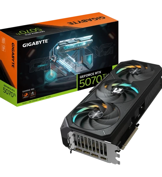 Placa video GIGABYTE GeForce RTX 5070 Ti GAMING 16G. processor family NVIDIA, processor GeForce RTX 5070 Ti, Processor frequency 2452 MHz. Discrete card memory 16 GB, card memory type GDDR7
