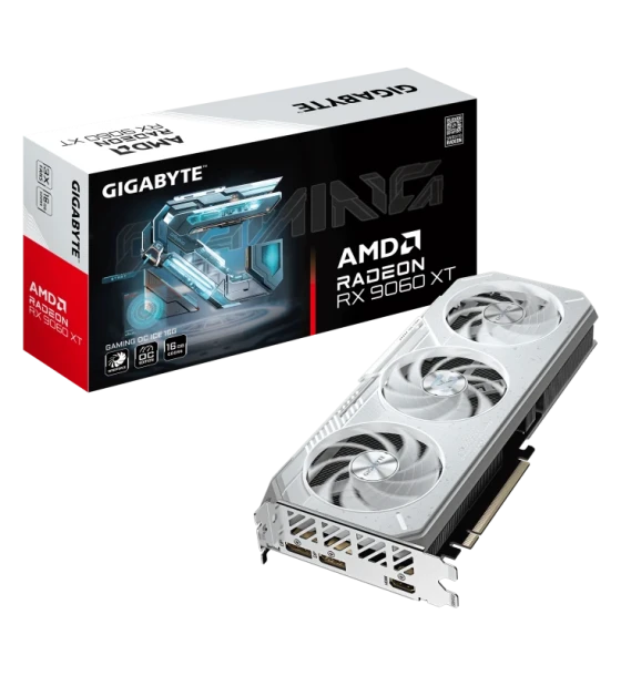 Placa video GIGABYTE GAMING Radeon RX 9060 XT OC ICE 16G. processor family AMD, processor Radeon RX 9060 XT. Discrete card memory 16 GB, card memory type GDDR6, Memory bus 128 bit