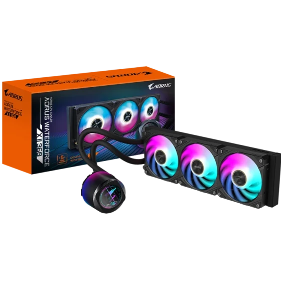 Cooler procesor GIGABYTE AORUS WATERFORCE X II 360. Type All-in-one liquid cooler, Fan diameter 12 cm, Maximum air pressure 3.15 mmH2O. Product colour Black