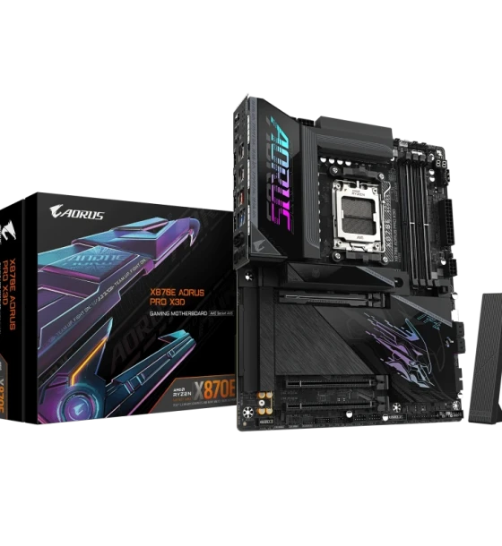 Placa de baza GIGABYTE X870E AORUS PRO X3D. Processor manufacturer AMD, Processor socket AM5, Compatible processor series AMD Ryzen 7000 Series, AMD Ryzen 8000 Series