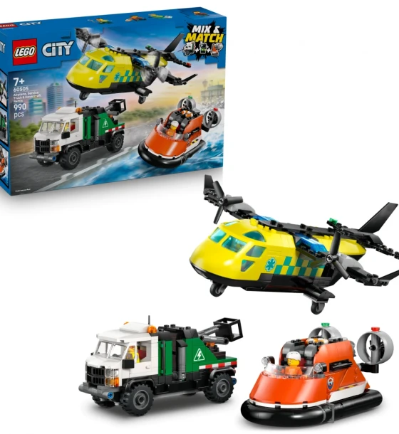 Set de constructie Avion, autospeciala de service si aeroglisor in versiuni adaptate LEGO60505