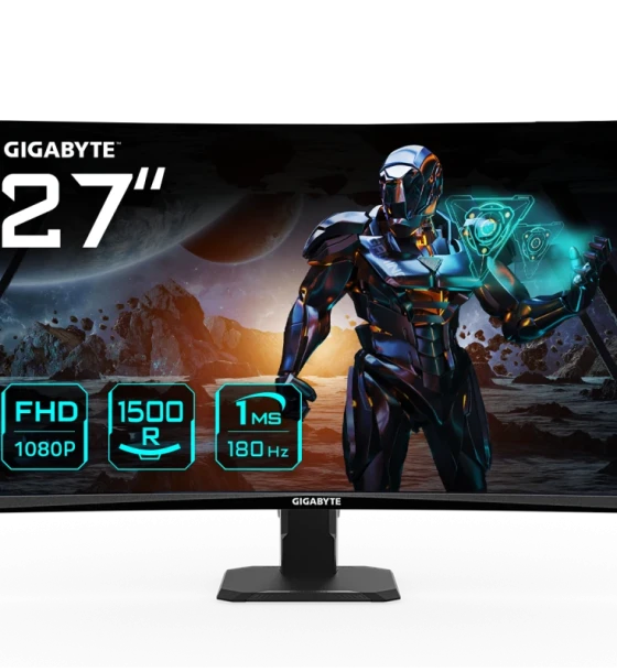 Monitor GIGABYTE GS27FC 27 inch FHD Curved Gaming Monitor - 1920 x 1080, 180Hz, 1, 250 cdmp, FreeSync Premium, HDR Ready, HDMI 2.0, Displayport 1.4. Display diagonal 68.6 cm 27 inch