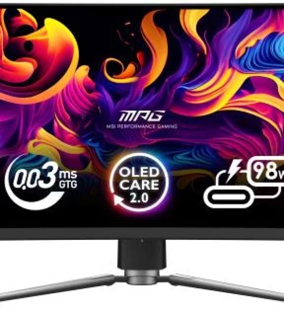 Monitor MSI MPG 491CQPX QD-OLED. Display diagonal 124.5 cm 49 inch, Display 5120 x 1440 pixels, HD type Dual QHD, Display technology QD-OLED, 0.03 ms, Native 32:9, Viewing angle, horizontal 178