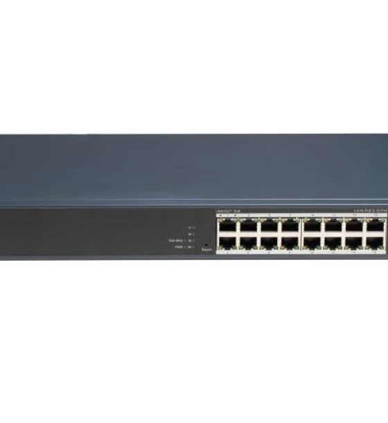 Switch PoE Hikvision DS-3E1520HP-SI-16P2T2F 16 x 10/100 PoE Ports, 2 x 10/100 Mbps RJ45, 8 porturi PoE maxim 90W, buget PoE 230W, tensiune alimentare 100-240V 50/60Hz 4 A