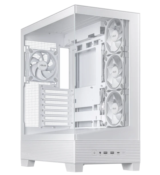 ASUS A31 Plus TG ARGB WHITE. Form factor Midi Tower, Type PC, Product colour White. Side fans installed 3x 120 mm, Rear fans installed 1x 120 mm, Rear fans diameters supported 120