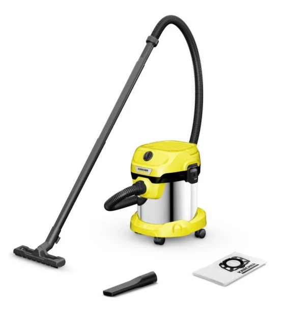 Kärcher V-15/4/18. Maximum input power 1000 W. Type Drum vacuum, Cleaning type Dry, Dust container type Dust bag, Dust capacity 15 L. Vacuum air filtering HEPA