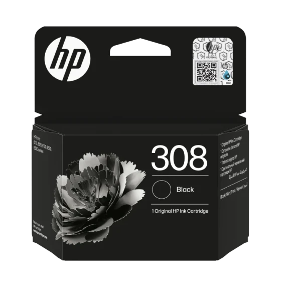 HP 308 Black Original Ink Cartridge. Cartridge capacity Standard Yield, Black ink type Pigment-based ink, Supply type Single pack, Printing colours Black, Quantity per pack 1 pc s