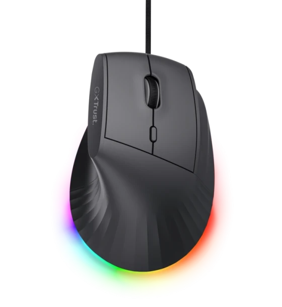 Mouse ergonomic cu fir Trust GXT 145 Rexxa, conectivitate USB-A, maxima 12800 dpi, negru