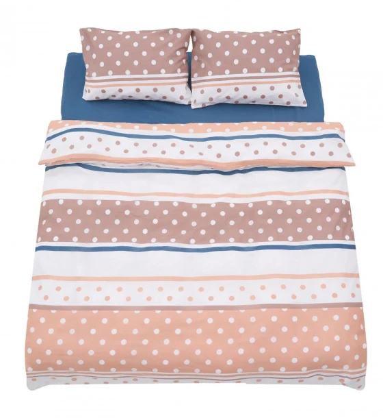 Lenjerie dubla 100% bumbac 4 piese, Polka