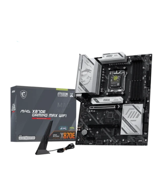 MSI MAG X870E GAMING MAX WIFI. Processor manufacturer AMD, Processor socket AM5, Compatible processor series AMD Ryzen 7000 Series, AMD Ryzen 8000 Series