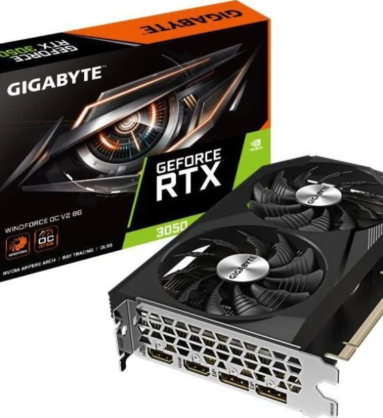 Placa video gigabyte GeForce RTX 3050 WINDFORCE OC 8G V2 GDDR6 128 bit PCIe 4.0, 2x DP 2x HDMI