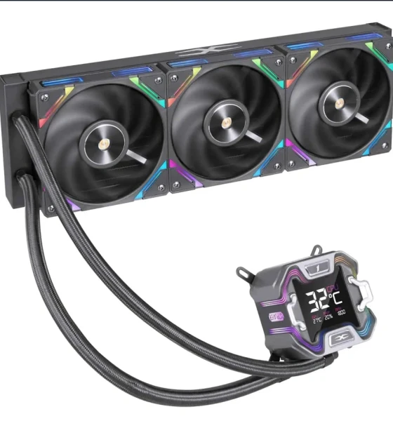 Cooler Procesor 1stPlayer X-Starship 360E-bk, display de 2, 4 inches, aRGB, compatibil AMD/Intel, negru