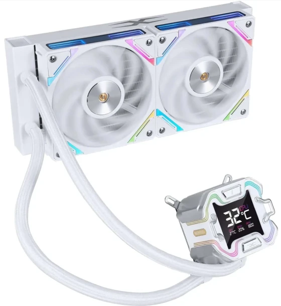 Cooler Procesor 1stPlayer X-Starship 240E-wh, display de 2, 4 inches, aRGB, compatibil AMD/Intel, alb