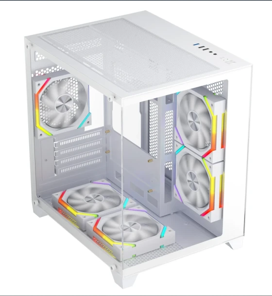 Carcasa 1stPLAYER Gaming BV5-wh, 5 ventilatoare aRGB plus PWM, Micro-ATX, telecomanda, alb