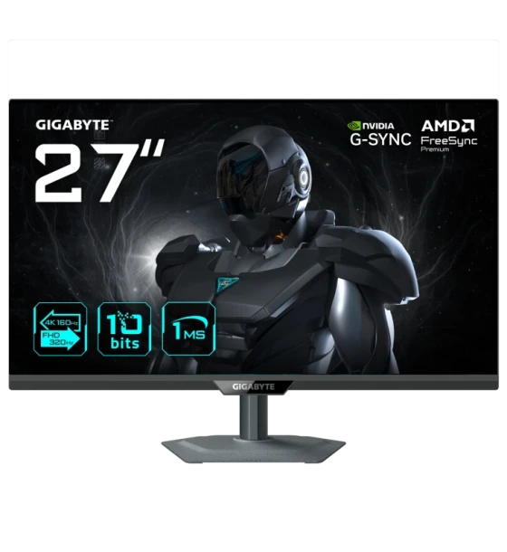 Monitor Gaming Gigabyte G27UP, 27 inch, Dual Mode UHD 3840x2160, 160Hz, FHD 1920x1080, 320Hz, IPS, 1ms GtG, HDR10, Flicker-Free, G-Sync Compatible, Night Vision, Low Blue Light