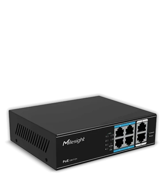 Switch Milesight MS-S0208-GL Porturi 8x100Mbps PoE ports RJ45 +2x1000Mbps unlink ports Maxim 30 W per port, Buget 120 W Performanta Switching capacity 11.8Gbps