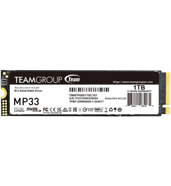 SSD- Interne MP33, 1TB, M.2 NVMe, PCIe 3.0 x4