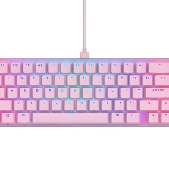 Tastatura mecanica GMMK 2 Compact 65%, RGB, USB-C, Fox Linear Switch, Layout US, Roz