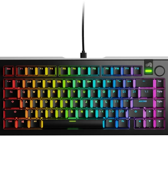 Tastatura mecanica GMMK 3 PRO 75% Prebuilt, USB-C, Fox Switches, US layout, 81 taste, Negru