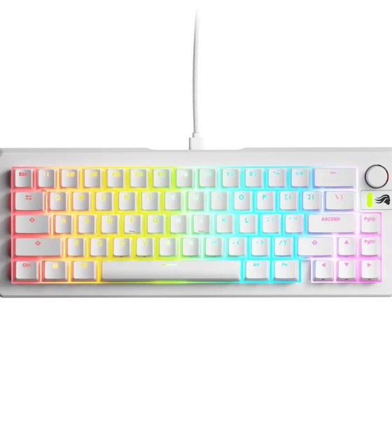 Tastatura mecanica GMMK 3 65% Prebuilt, USB-C, Fox Switches, US layout, 66 taste, Alb