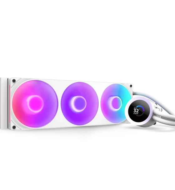 Coolere Procesor Kraken Plus 360 RGB, AIO 360mm, pompa cu ecran LCD, Intel/ AMD, Alb