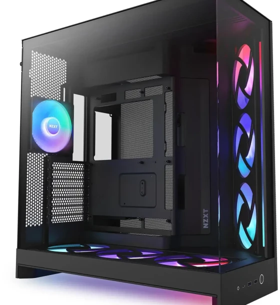 Carcase H9 Flow RGB+ 2025, Dual-Chamber, Mid-Tower, Control Hub, Negru