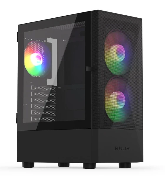 Carcase Vako RGB, MiddleTower, ATX, cu 3 ventilatoare incluse RGB, Negru