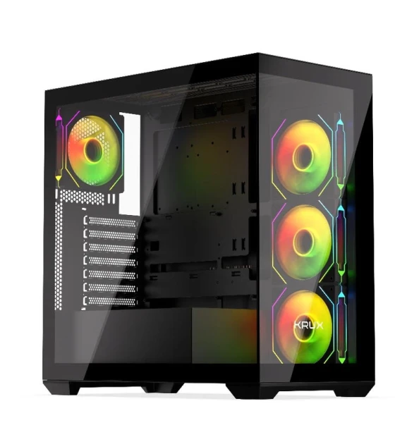 Carcase Exo, MiddleTower, ATX, cu 4 ventilatoare incluse 120 mm RGB, Negru