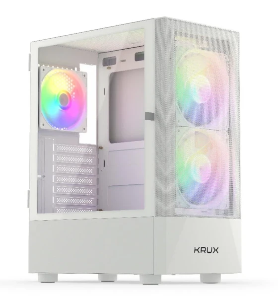 Carcase Vako RGB, MiddleTower, ATX, cu 3 ventilatoare incluse RGB, Alb