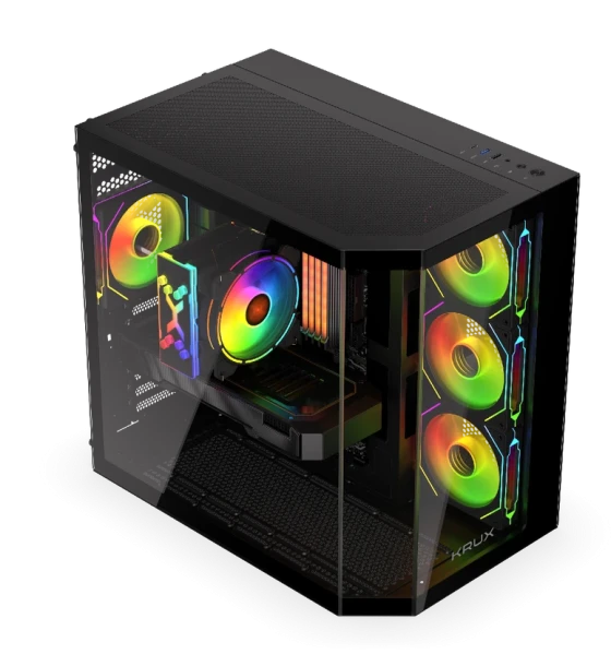 Carcase Empero, MiddleTower, ATX, cu 4 ventilatoare incluse 120 mm RGB, Negru