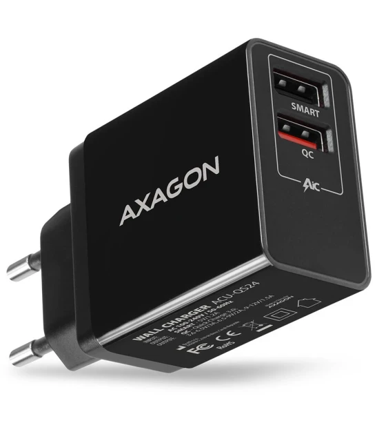 Incarcator retea Smart ACU-QS24, 5V 1, 2A + 1x QC3.0, 24W, negru