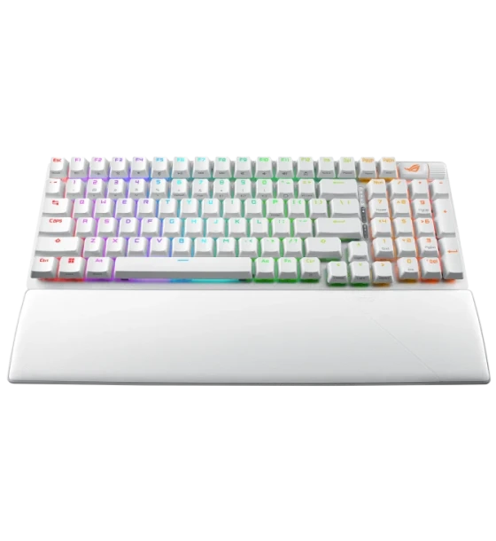 Tastatura Gaming Wireless ASUS X901 SCOPE II 96 WL/WHT/NXSW/US/PBT, Swithuri ROG NX Snow Storm, Suport de Incheietura Detasabil, Alb