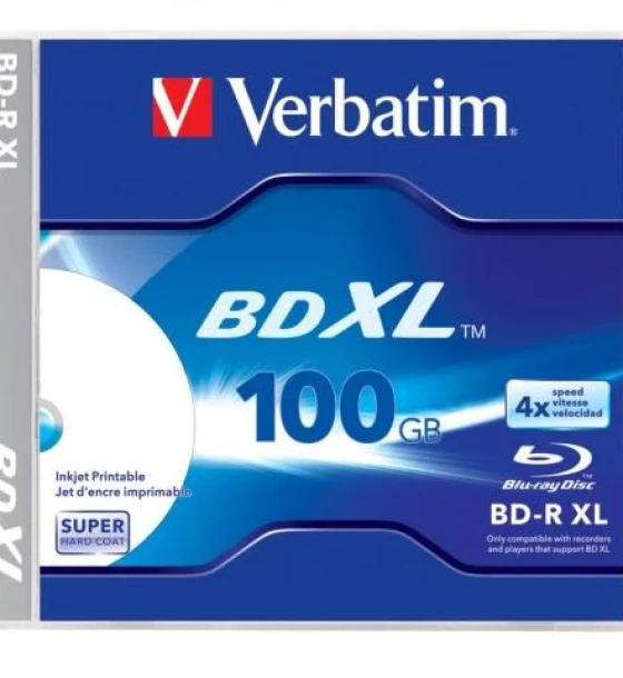 Suport TV si Monitor Verbatim bd-r XL 100GB 4X wide white inkjet printable hardcoat surface jewel case 1pk
