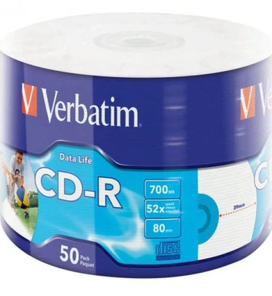 Suport TV si Monitor Verbatim CD-R 52X inkjet print 700MB 50 pack wrap extra protection