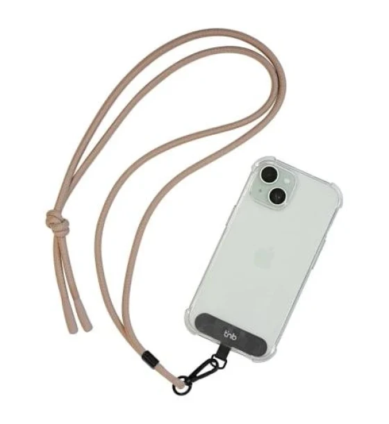 Accesoriu telefoane TNB Universal necklace for smartphone + fixation flap - Sand beige
