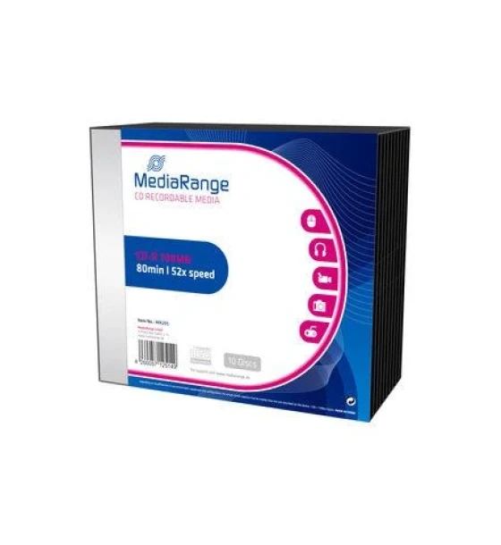 Suport TV si Monitor MediaRange CD-R 700MB/80min 52x speed, Slimcase Pack 10