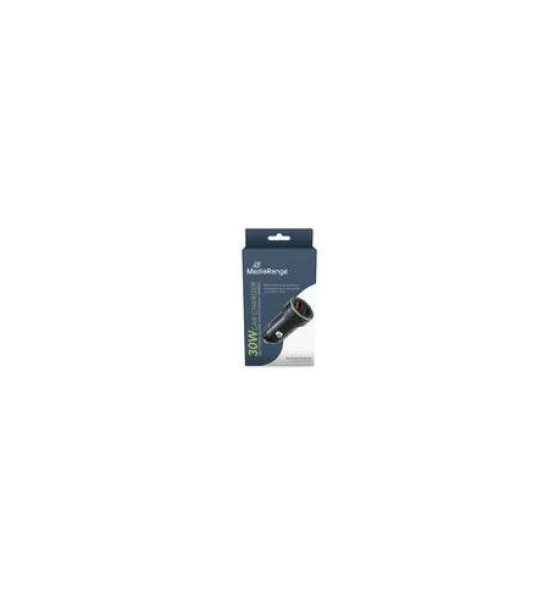 Accesoriu telefoane MediaRange 30W In-car charger with 1x USB-A and1x USB-C port, black aluminium housing