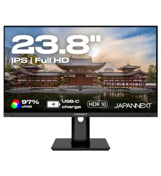 Monitor Led Japannext monitor 23.8 inch IPS FHD 1920x1080 USB-C charging 65W, HDMI, srgb 93%, vesa