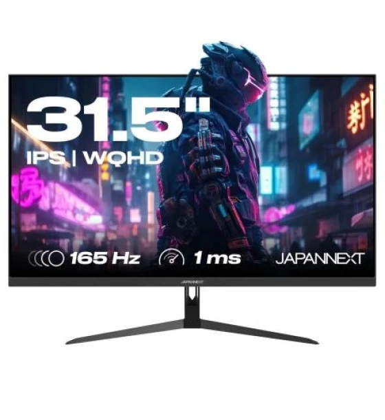Monitor Led JAPANNEXT Monitor 31, 5 inch IPS QHD 2560 x 1440 165Hz, 1ms, HDR, 1xDP, 2xHDMI, Jack, USB, VESA, AMD Freesync, Flicker Free