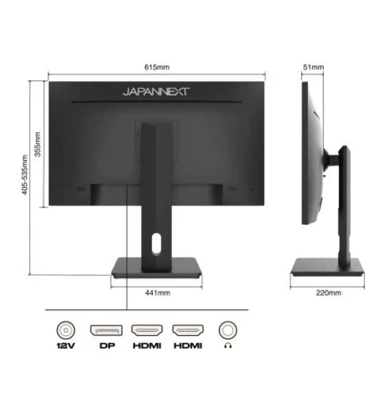 Monitor Led JAPANNEXT Monitor 27 inch IPS WQHD 2560 x 1140 HDR, Height Tilt Adjustable HSP Speakers, VESA, Flicker-Free G-Sync
