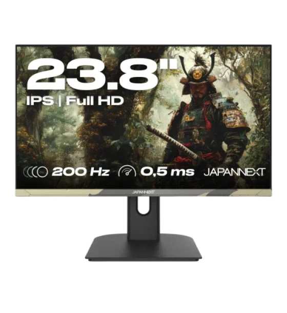 Monitor Led JAPANNEXT Monitor 23.8 inch IPS Full HD 200Hz 0.5ms Height Tilt Adjustment, Speakers, 100% sRGB, G-Sync/FreeSync, Camo
