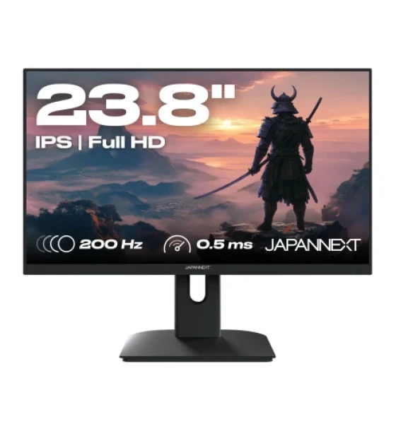Monitor Led JAPANNEXT Monitor 23.8 inch IPS Full HD 200Hz 0.5ms, Adjustable Height and Tilt, Speakers, G-Sync/FreeSync