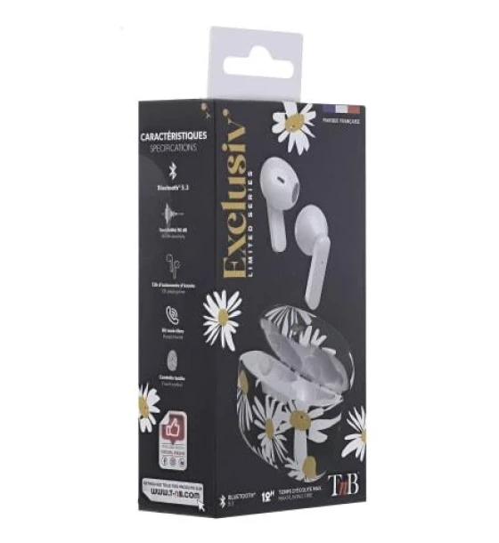 Casca XCLUSIV- TWS DAISY Earphones with Charging case - Black and White