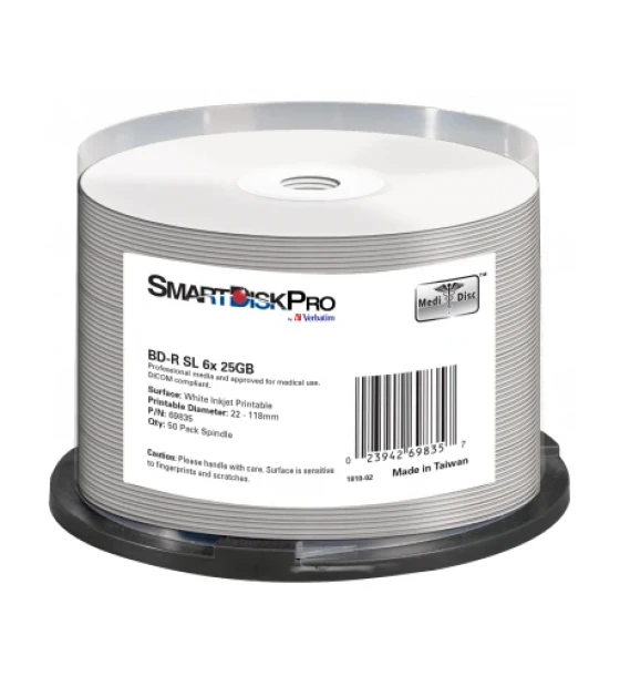 Suport TV si Monitor SmartDisk Pro BD-R 25GB 6X White Inkjet Printable 50PK Spindle