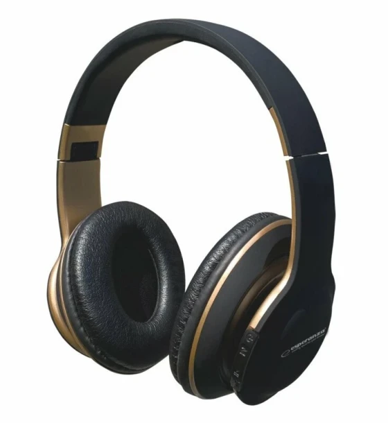 Casca Casti stereo wireless cu microfon Esperanza Shange EH220 Bluetooth pliabile Negru/Auriu
