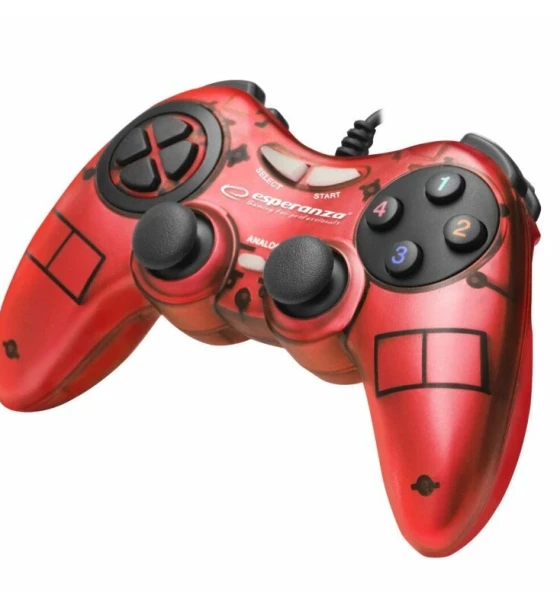 Controlere, Volane si Casti gaming Gamepad Esperanza Fighter EGG105R cu vibratii Usb PC Rosu