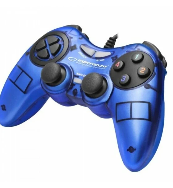 Controlere, Volane si Casti gaming Gamepad Esperanza Fighter EGG105B cu vibratii Usb PC Albastru