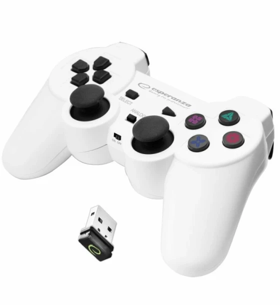 Controlere, Volane si Casti gaming Gamepad Esperanza Gladiator EGG108W cu vibratii Wireless PC/PS3 Alb