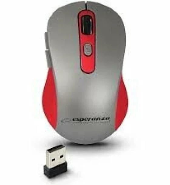 Mouse optic wireless Esperanza Adara EM131R 6 butoane Usb 1600dpi Gri/Rosu